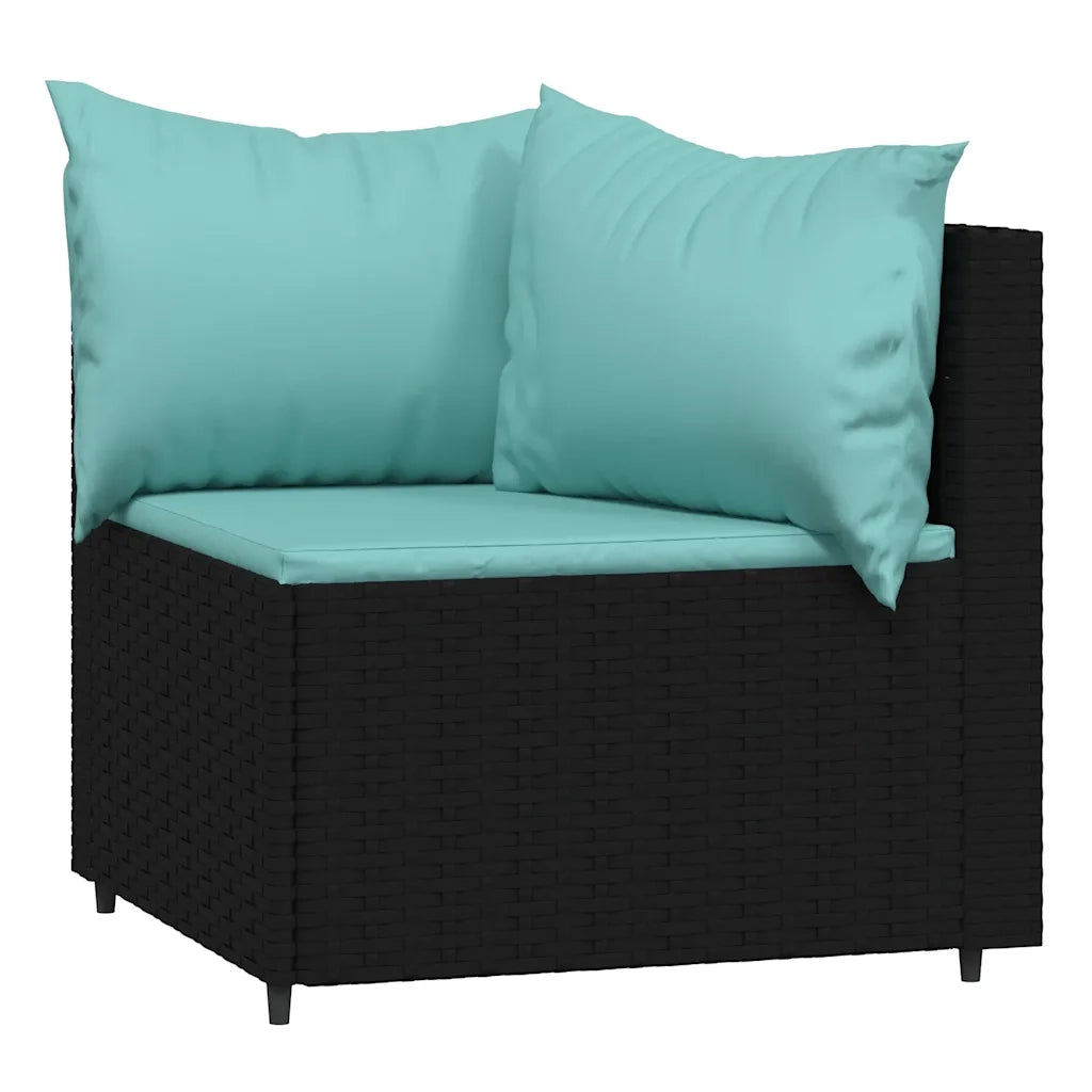 Divani Angolari da Giardino con Cuscini 2pz in Polyrattan Nero 319806