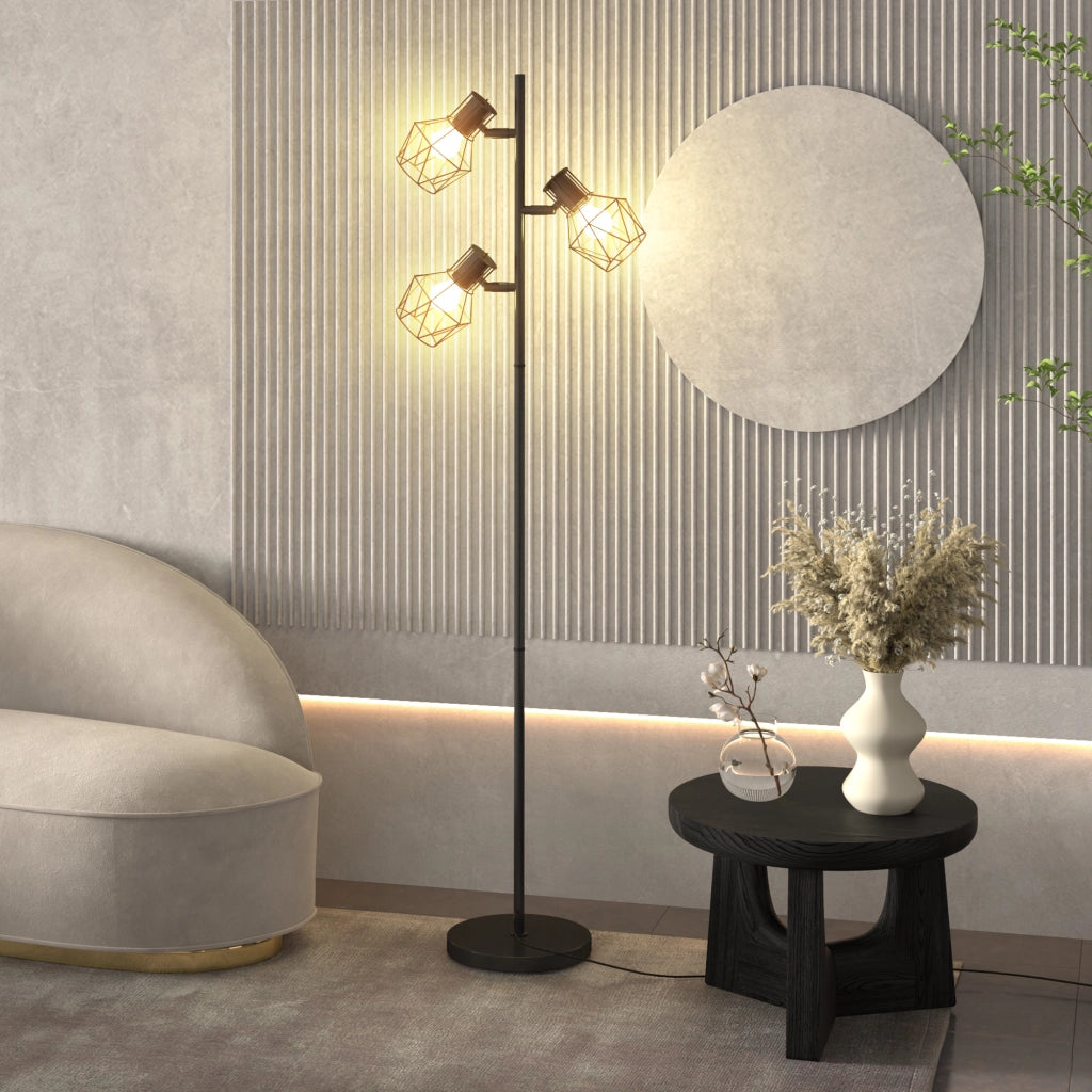 Lampada da terra a 3 luci ¨C Minimal ¨C nero 41x28x169 cm