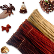 Set di tubi di filo di velluto 300 pezzi - Pijpenragers - Progetti di artigianato creativo - Colori: chiaro miele/bruno/scuro oliva - Varie stili - Pulitore di tubi - Tubi da risciacquare