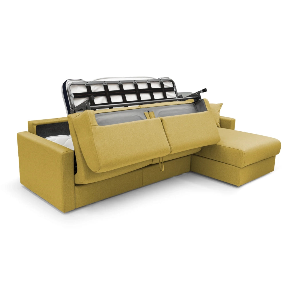 Chris Divano letto angolare 5 posti in tessuto impermeabile T13 248 cm Sinistro (mat. 120x197) giallo