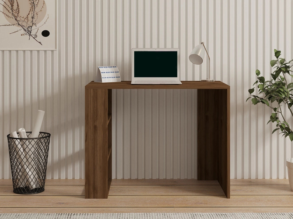 Cancello, Scrivania 3 Ripiani, 90x50x70h cm Marrone Noce