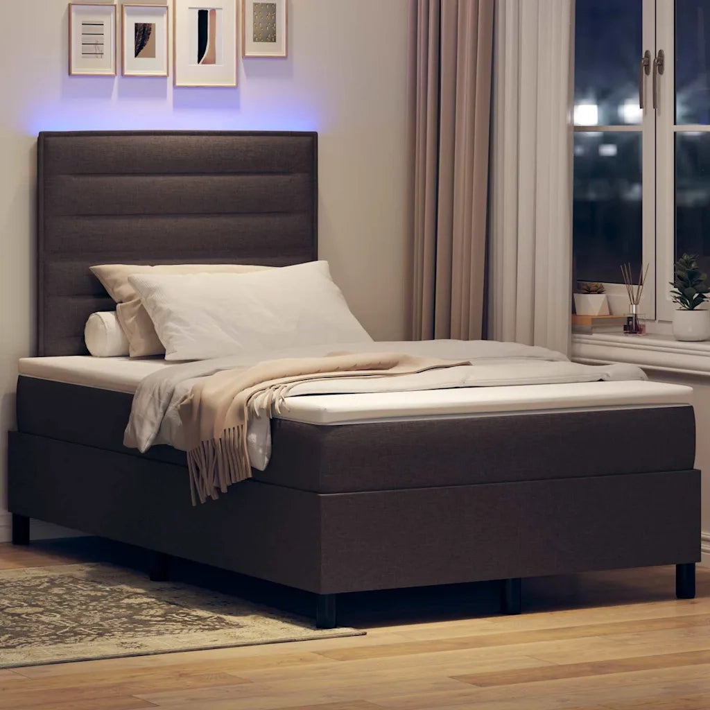 Letto a molle con materasso Marrone scuro 120 x 200 cm Tessuto 3342784