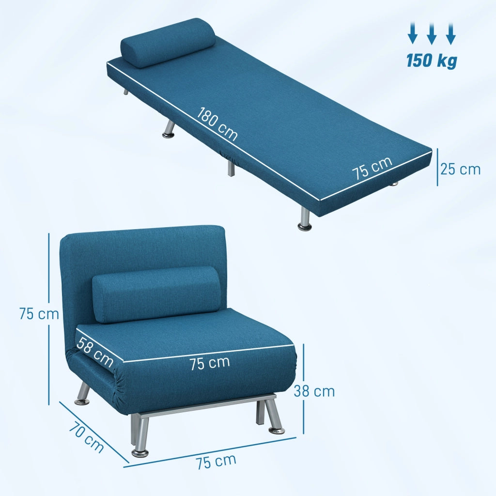 Poltrona letto ¨C Minimal ¨C Blu, tessuto, 75x70x75 cm