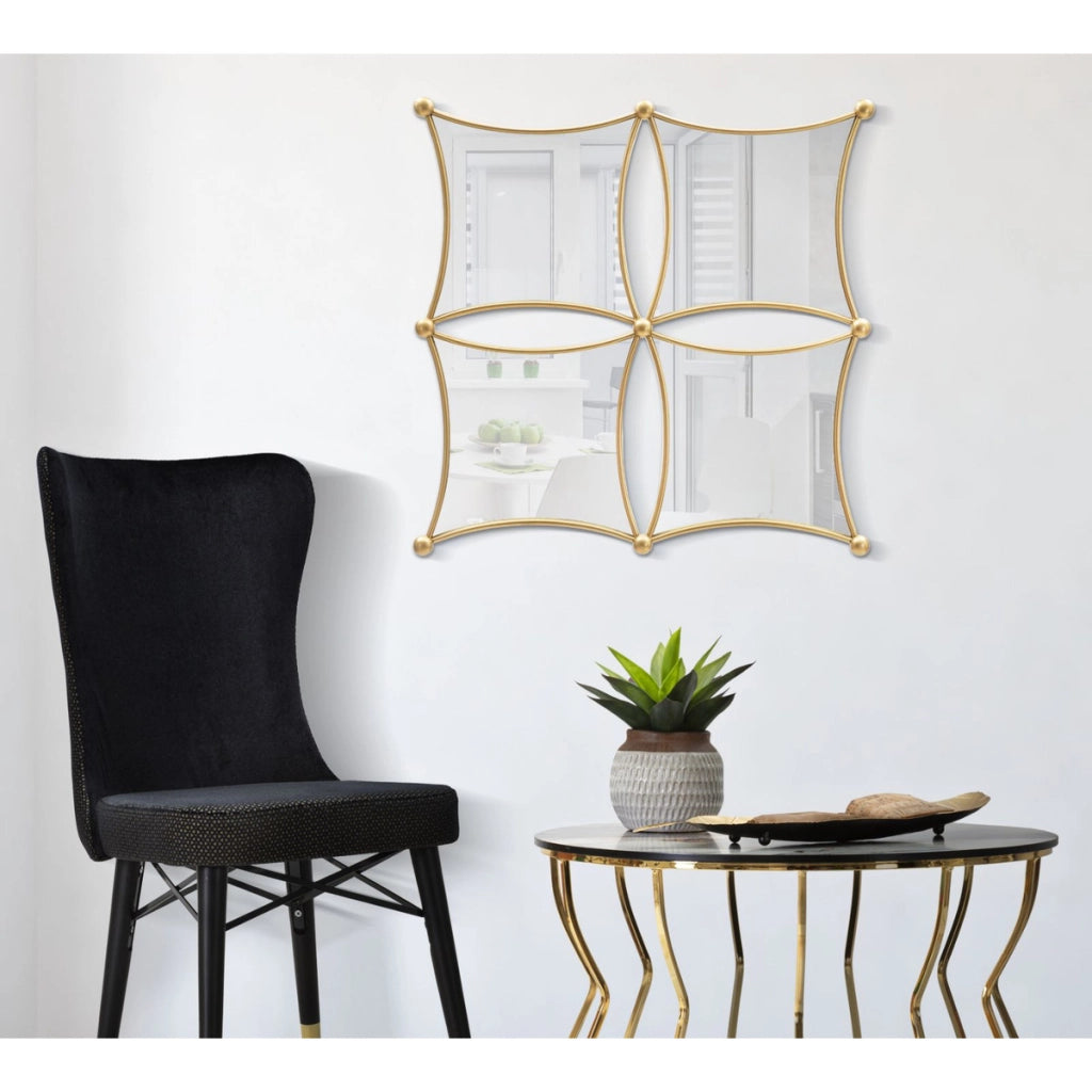 Specchio con Cornice VKH497, Oro, Metallo, 68x3,5x68 cm
