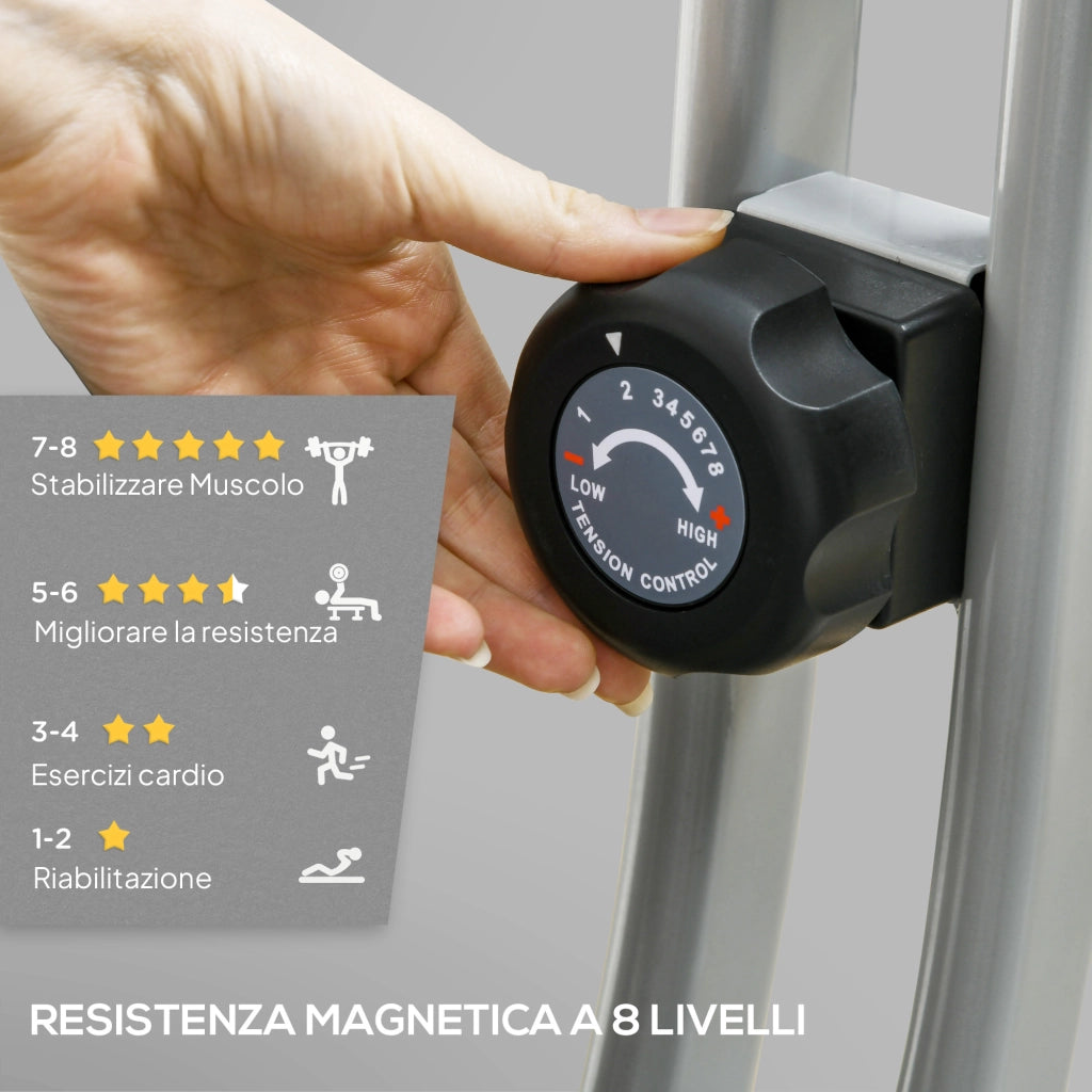 Cyclette Pieghevole Magnetica 8 Livelli Display LCD ¨C Zephmum ¨C Grigio e Nero