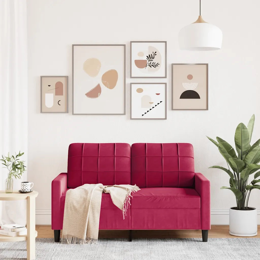 Divano a 2 Posti-Sofa 2 Posti Rosso Vino 120 cm in Velluto 855187