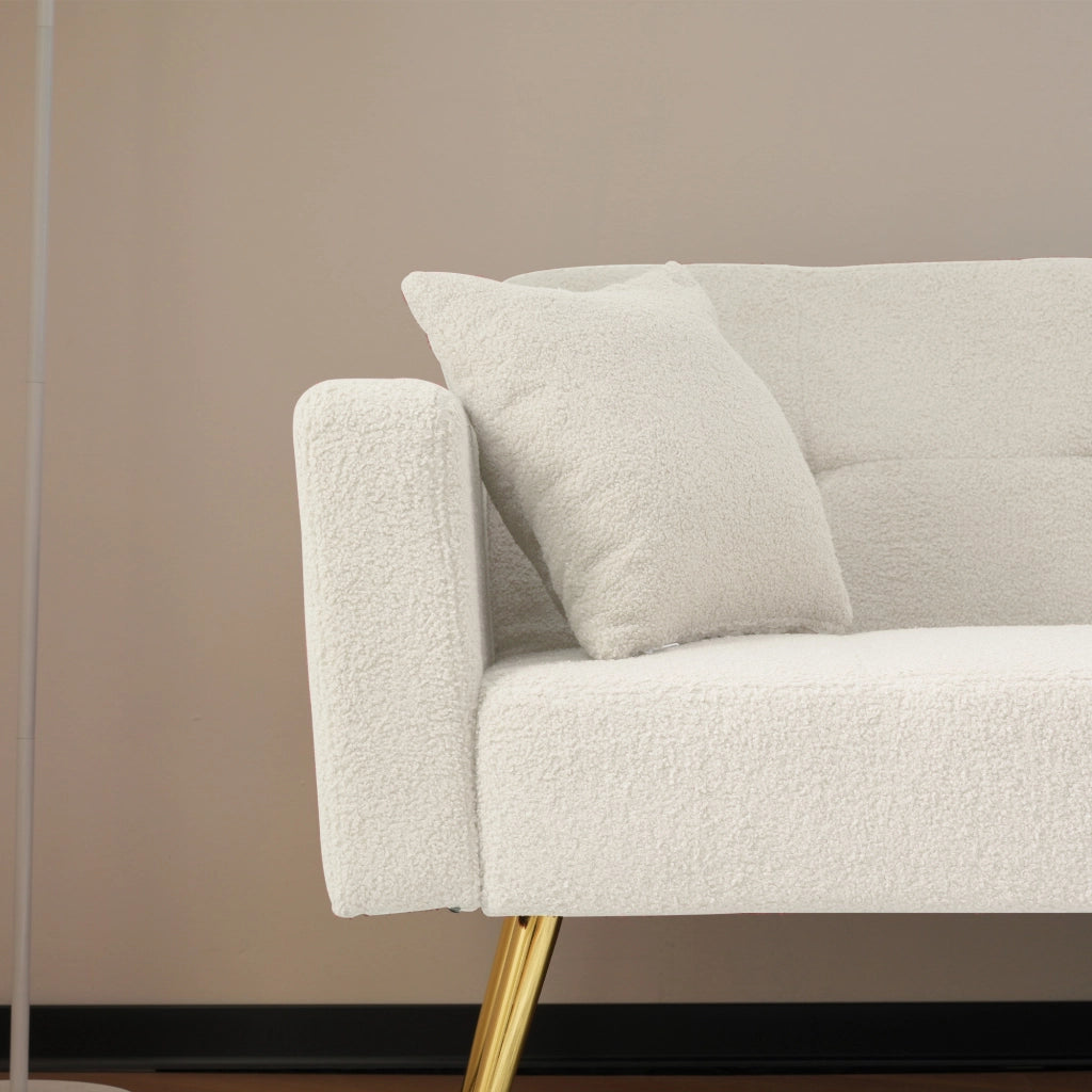 Divano letto con angolo regolabile - Zephmum - Gambe dorate, cuscini e tasche laterali