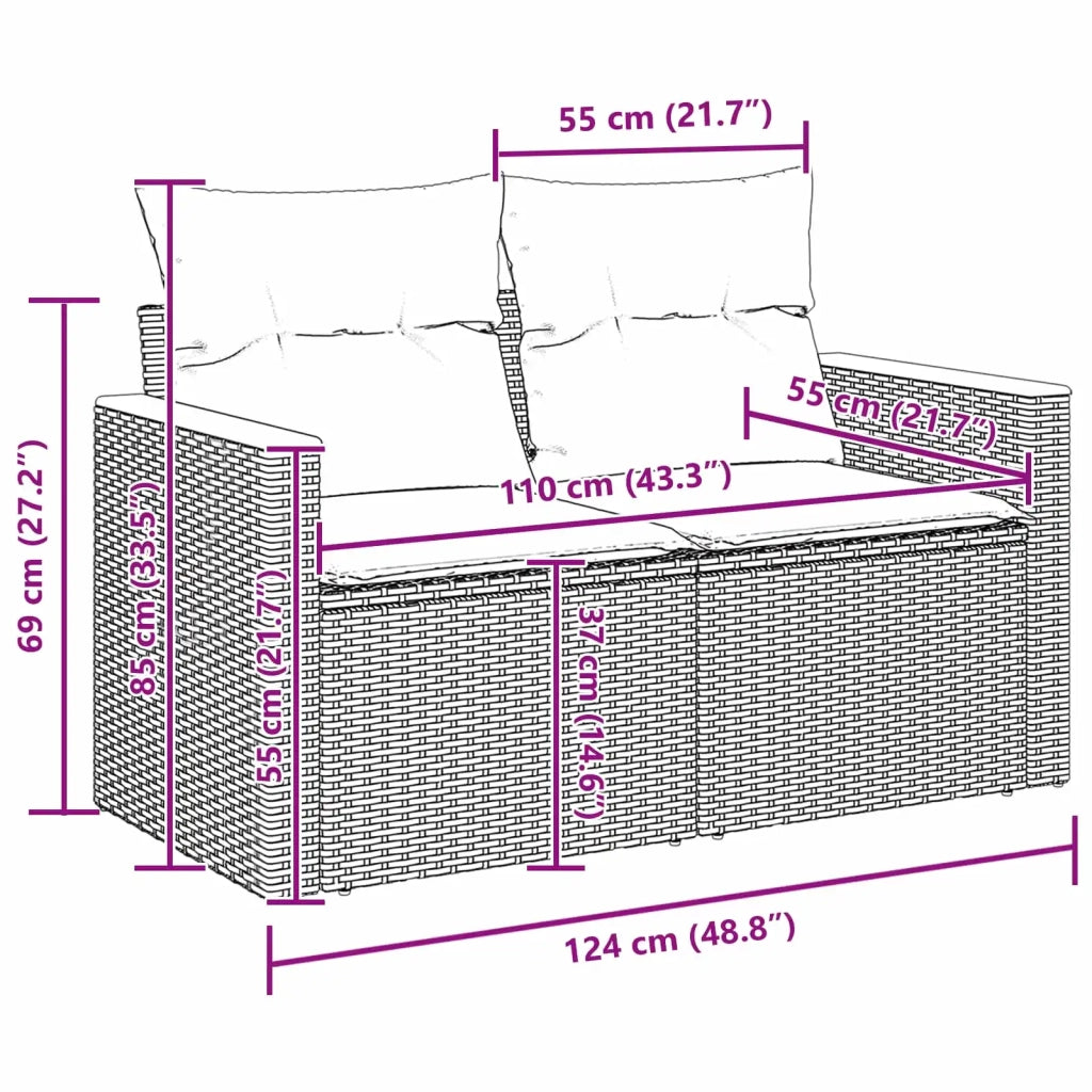 Set Divano da Giardino 10 pcs Beige polyrattan 3362882