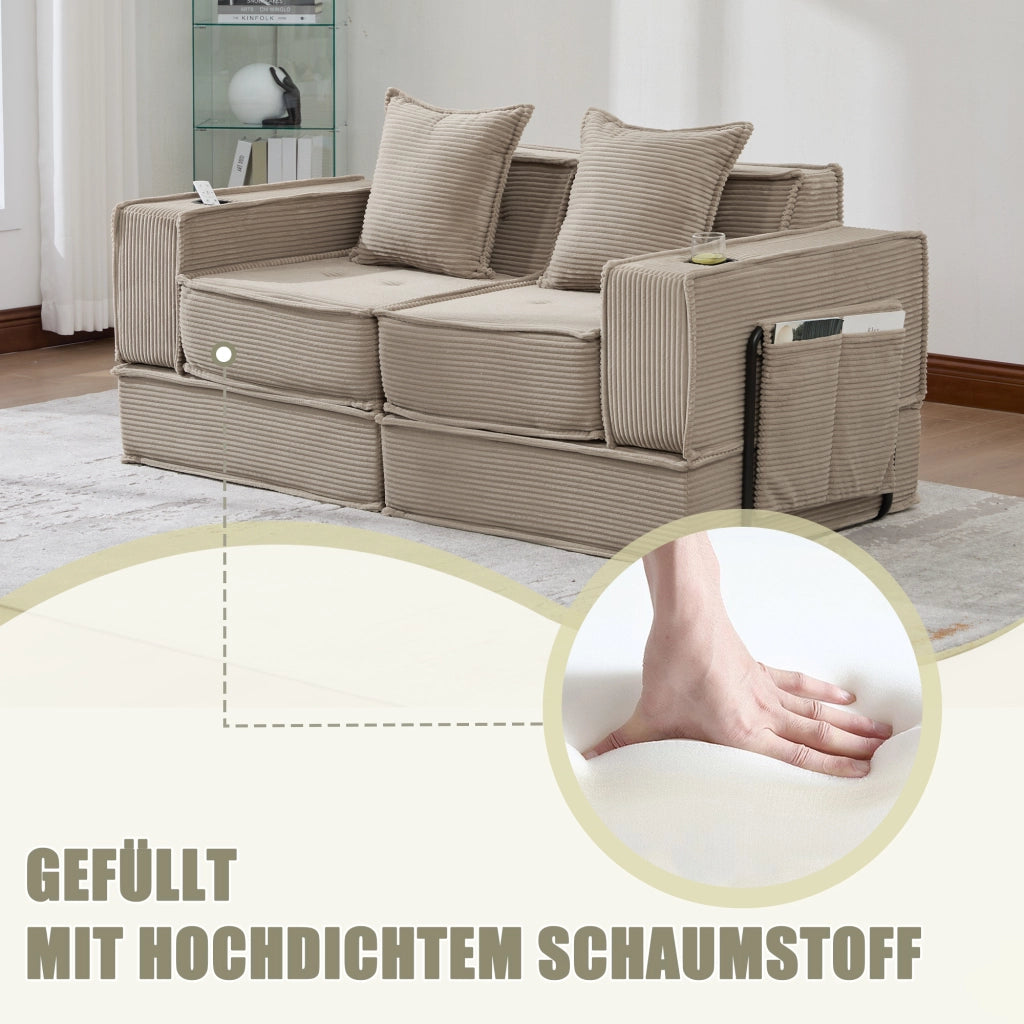 Divano Letto 2 Posti con Poggiapiedi e Cuscini ¨C MINIMAL ¨C Tessuto
