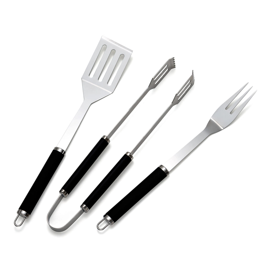 SET 3 ACCESSORI BBQ IN ACCIAIO INOX E PP.