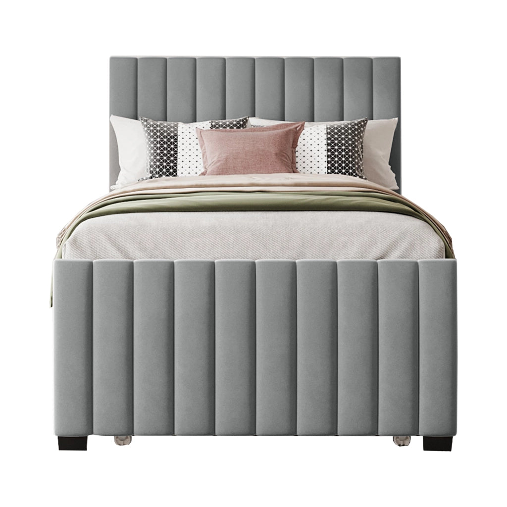 letto imbottito velluto grigio 90 x 190 cm
