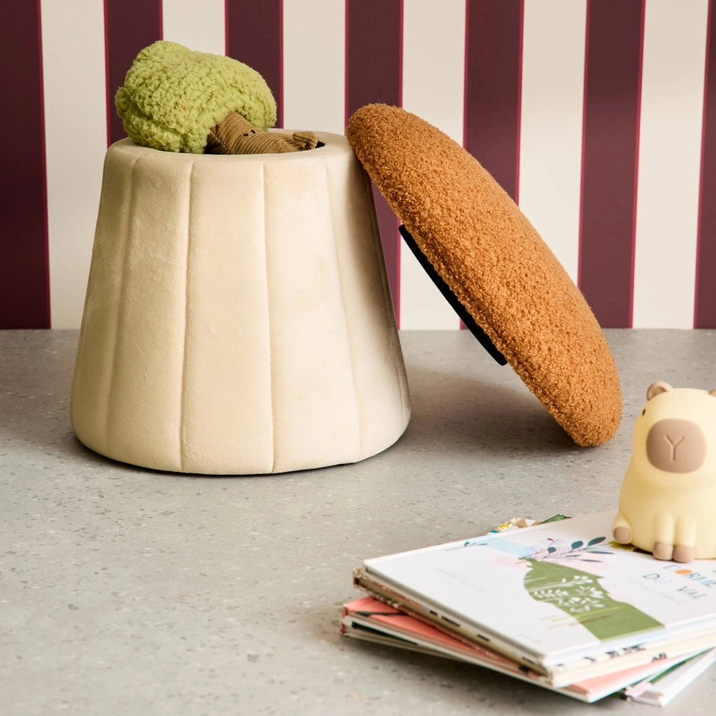 Pouf a fungo per bambini con contenitore, terracotta