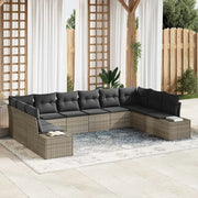 Set Divano da Giardino con cuscino 10 pcs Grigio polyrattan 3347239