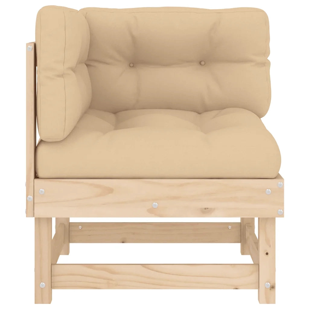Divano Angolare con Cuscini-Sofa con Cuscini in Legno Massello di Pino