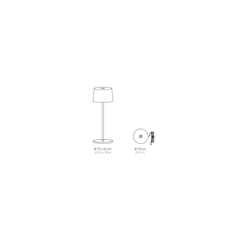 Zafferano Olivia Pro Micro Lampada a led da tavolo Corten ricaricabile e dimmerabile