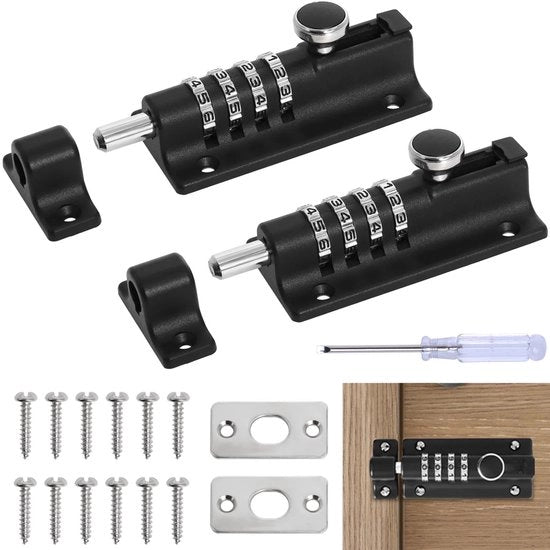 Gancio di sicurezza con combinazione a 4 cifre, slot di sicurezza 120 mm con codice a cifre per scuderia/telaioscarpa/garage/safes (nero)