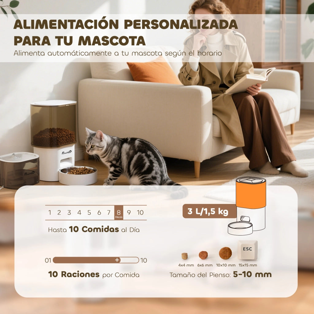 Dispensatore Cibo per Gatti e Cani 3L App ¨C zephmum ¨C LED