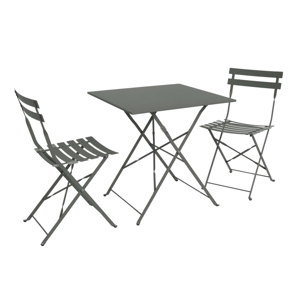 Set tavolo da giardino pieghevole in acciaio con 2 sedie, 70cm, verde