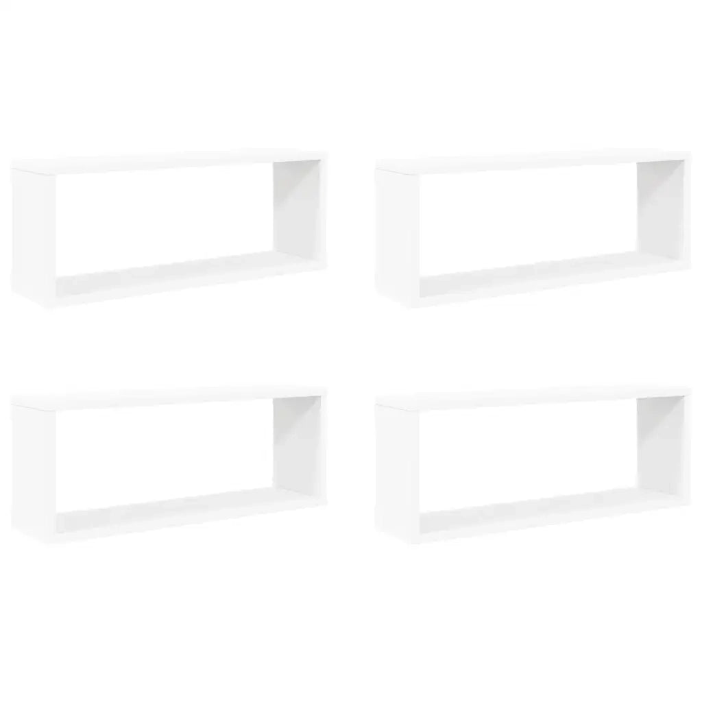 Mensole Parete a Cubo 4pz Bianche 60x15x23 cm Legno Multistrato 807134