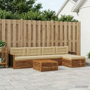 Set di divani da esterno con cuscino 6 pcs Naturale e Beige 3383266