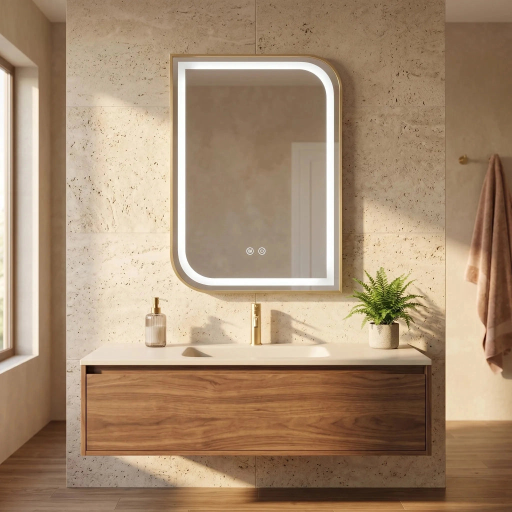 Specchio Led Zone 80x60 Gold Brush