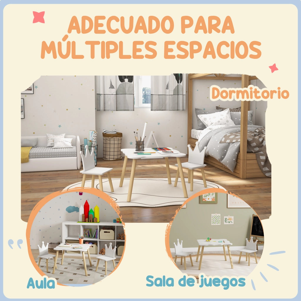 Tavolo da pranzo con 2 sedie ¨C Minimal ¨C bianco e legno 60x60x44 cm