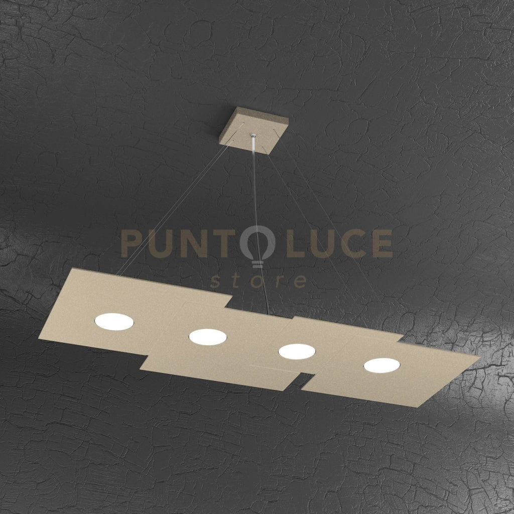 PLATE SOSPENSIONE 4 LUCI RETTANGOLARE SABBIA 1129-S4 R-SA