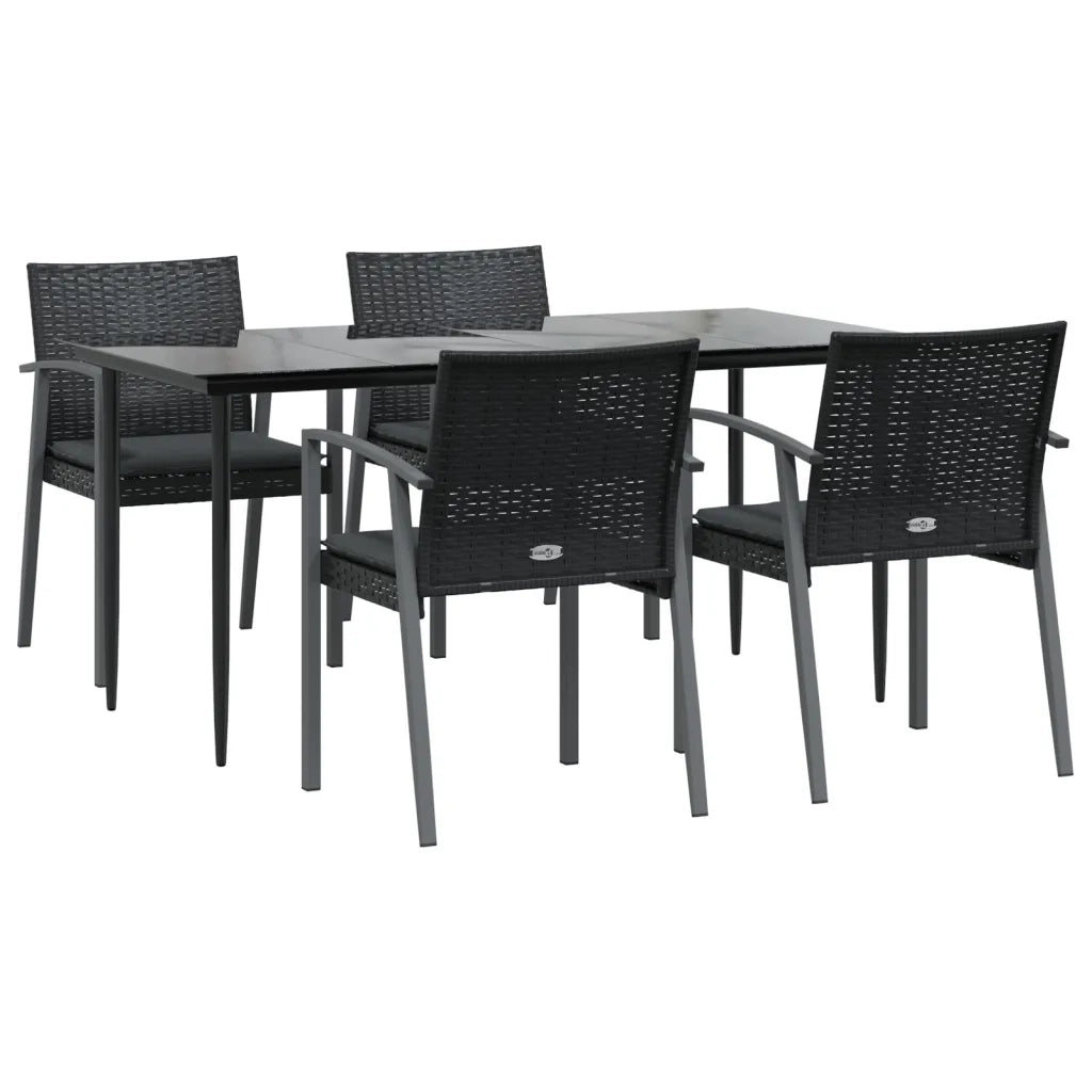Set Pranzo da Giardino 5pz con Cuscini in Polyrattan e Acciaio 3186979