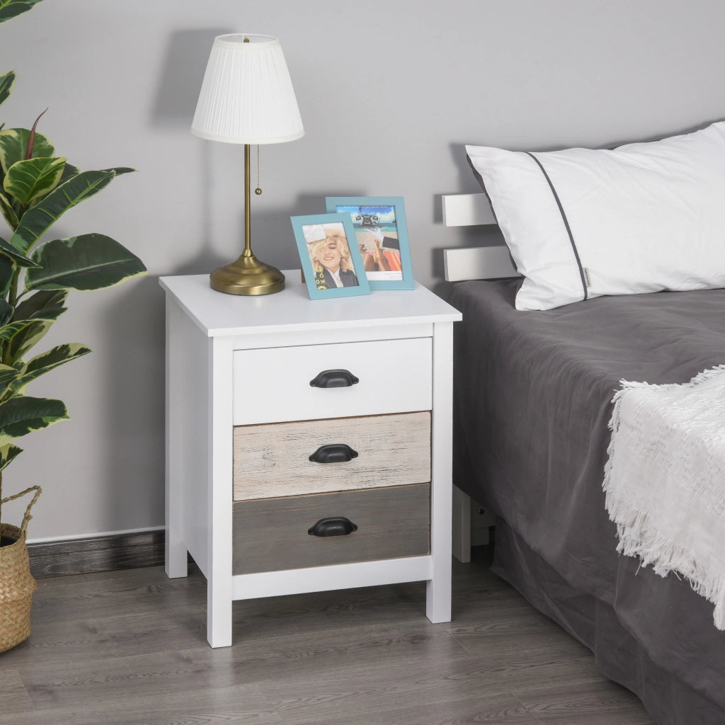 Comodino con 3 cassetti ¨C Minimal ¨C Bianco 50x38x65 cm