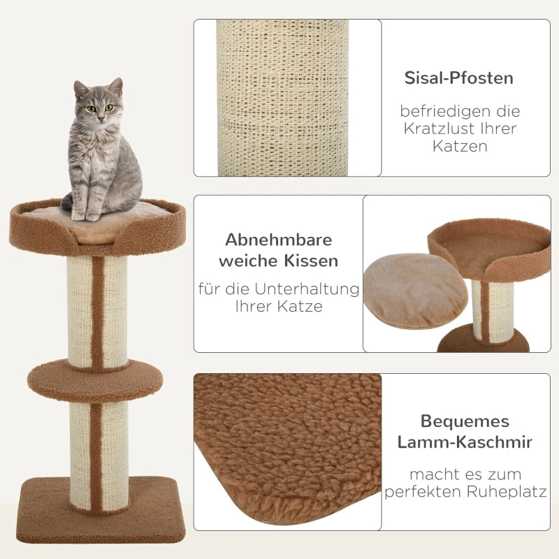 TIRAGRAFFI GATTO 91 cm con piattaforma e cuscino, marrone chiaro