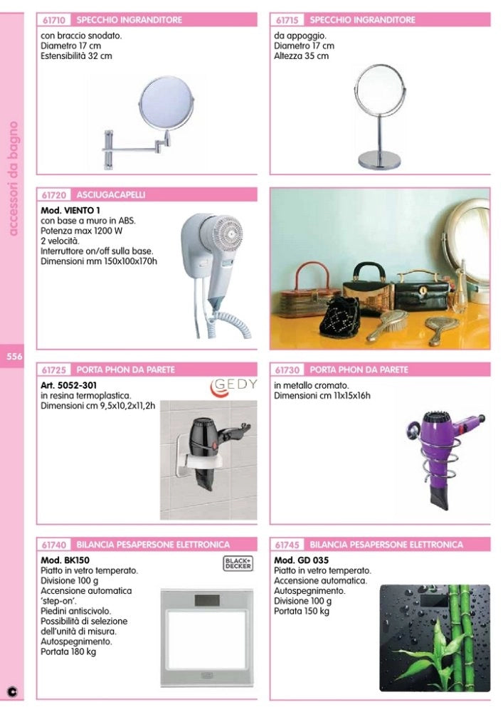 1pz asciugacapelli 1200w viento1 con supporto a muro cod:ferx.92860