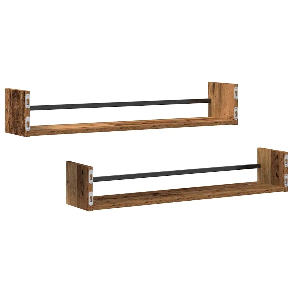 Scaffale da parete 2 pcs Legno vecchio 80 x 16 x 14 cm 869085