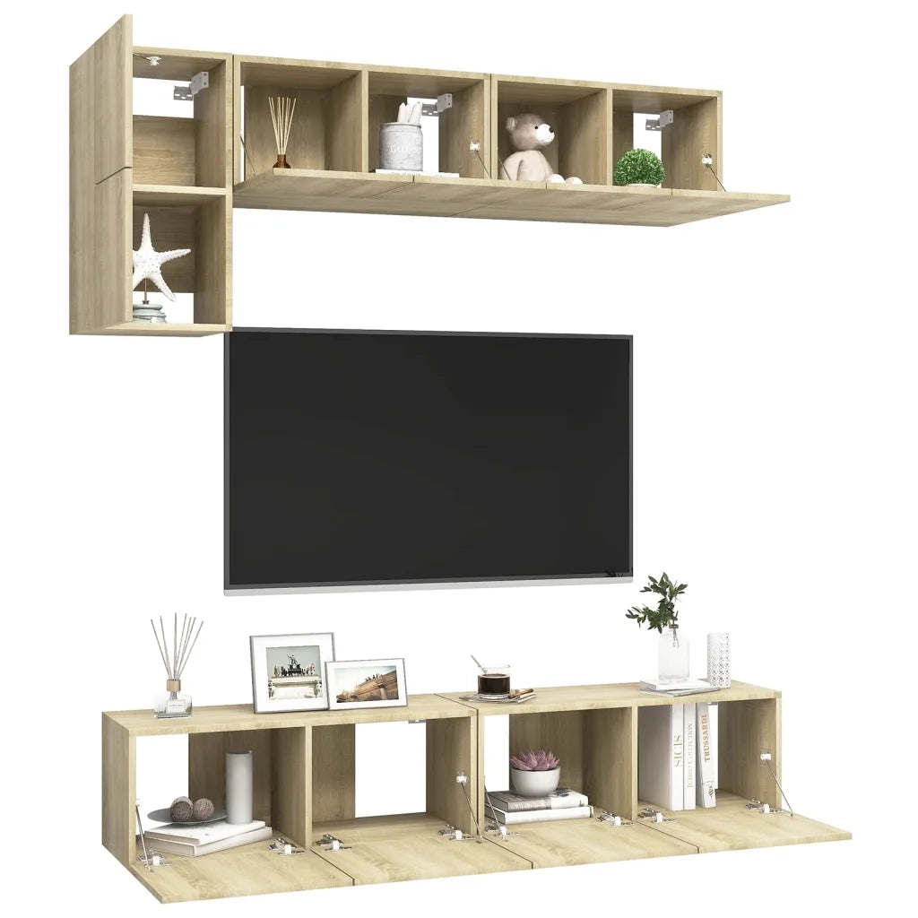 Set di Mobili TV 5 pz | Armadietto TV | Mobile Porta TV Rovere Sonoma in Legno Multistrato