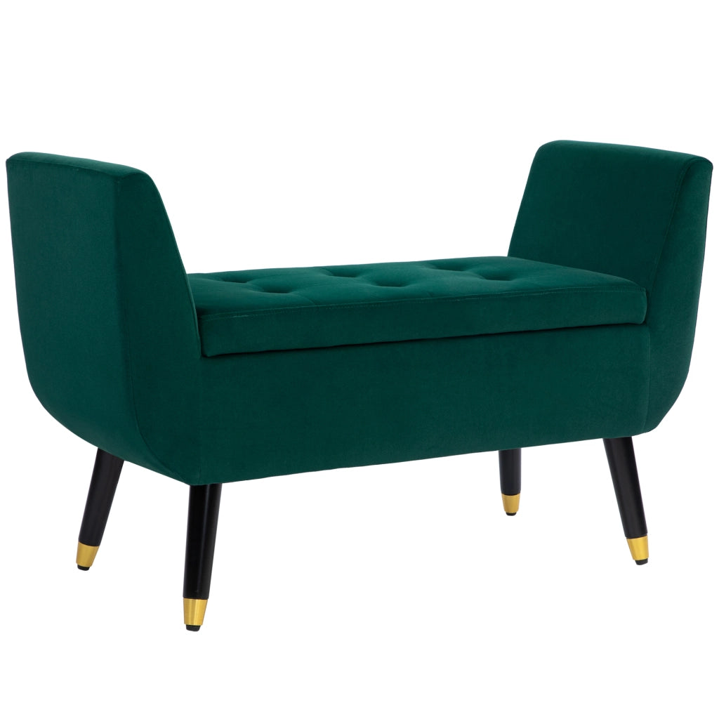 Divano imbottito con braccioli e contenitore ¨C Minimal ¨C 107x42x65 cm verde velluto