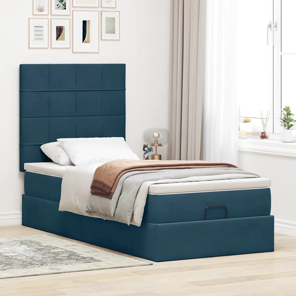 Struttura Letto Pouf con Materassi 80x200 cm Velluto 3314286