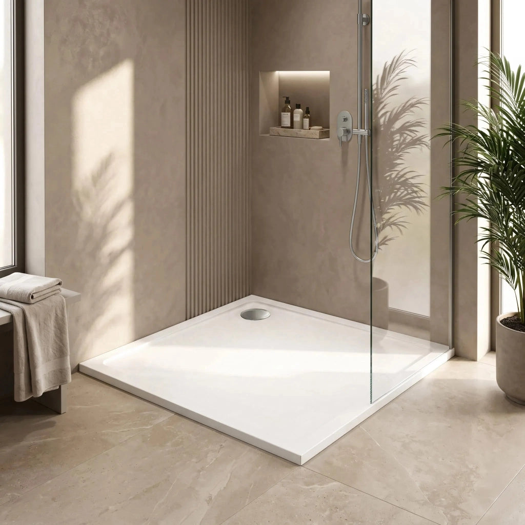 Piatto Doccia Acrilico Rea Savoy White 80x80 Copertura cromo