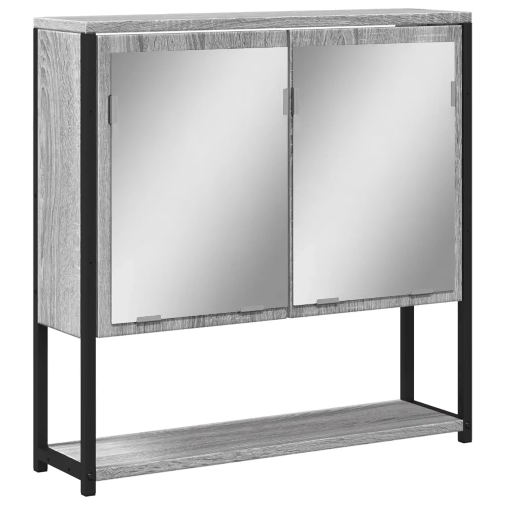 Mobile Specchio da Bagno-Armadietto a Specchio da Bagno Grigio Sonoma 60x16x60 cm Multistrato 653451