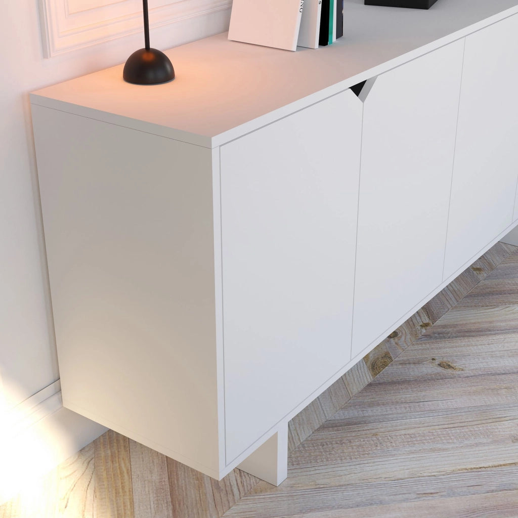 Credenza in legno "Doruk" - 180 x 40 x 81 cm - Bianco