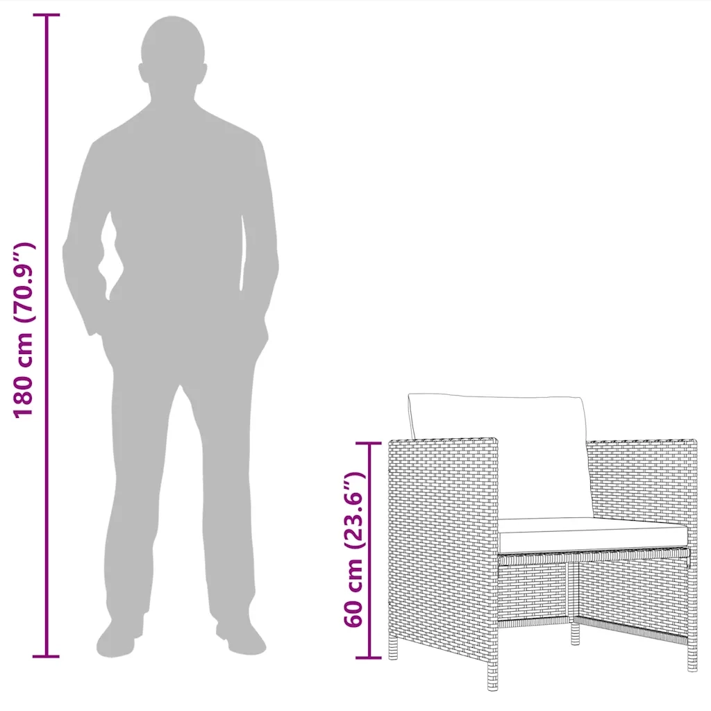 Divano da Giardino con Cuscini-Sofa da Giardino-Divano da esterno Grigio in Polyrattan