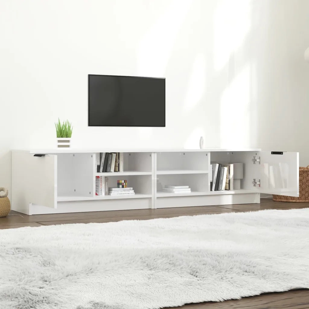 Mobili Porta TV 2pz | Armadietto TV | Mobile Porta TV Bianco Lucido 80x35x45 cm Legno Multistrato