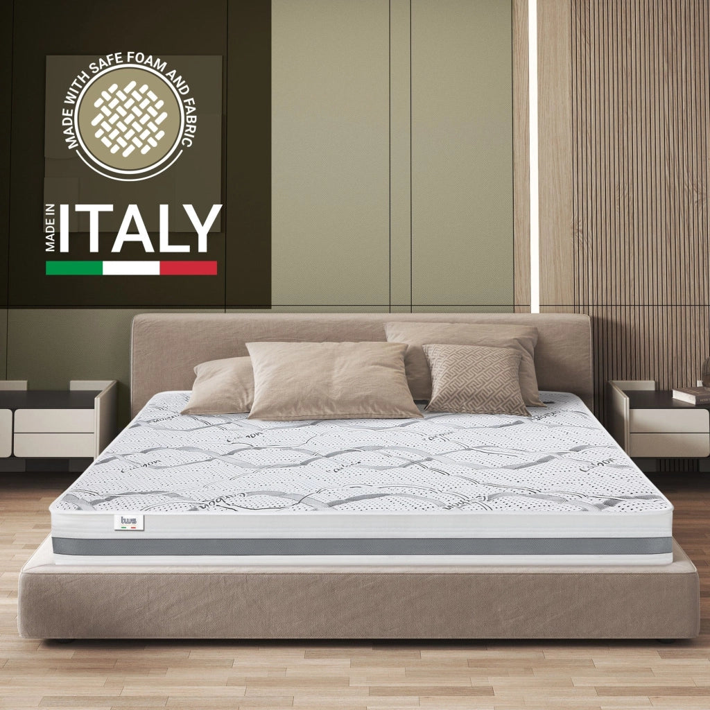 Materasso a Una Piazza e Mezza 115x195 cm a Media Rigidita' | Altezza 20 cm | Tessuto Anallergico e Traspirante | Proprieta' Ortopediche e Automodellanti | Prodotto in Italia