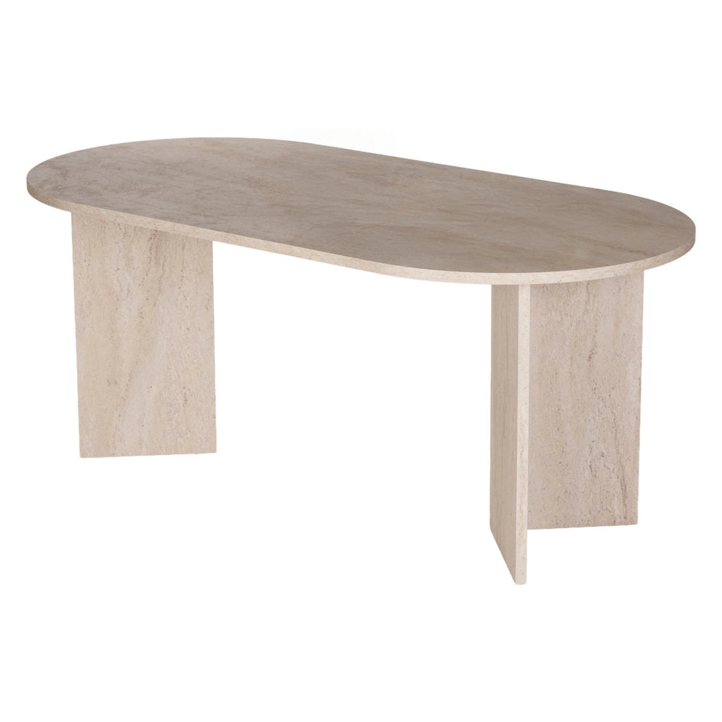 Nohanoso, set Tavolo e Sedie 6 Posti, Beige Marmo