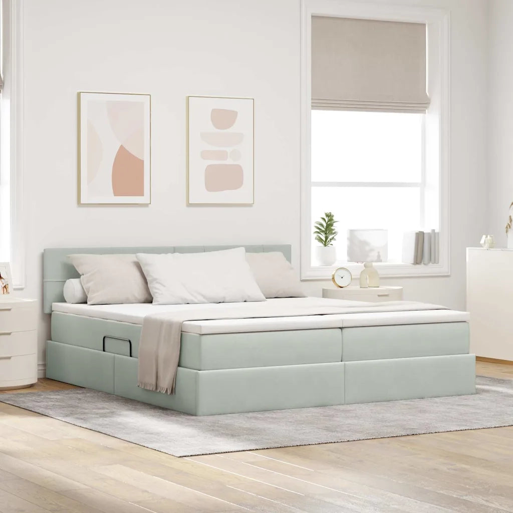 Letto con Contenitore con materasso Grigio chiaro 100 x 200 cm 3370979