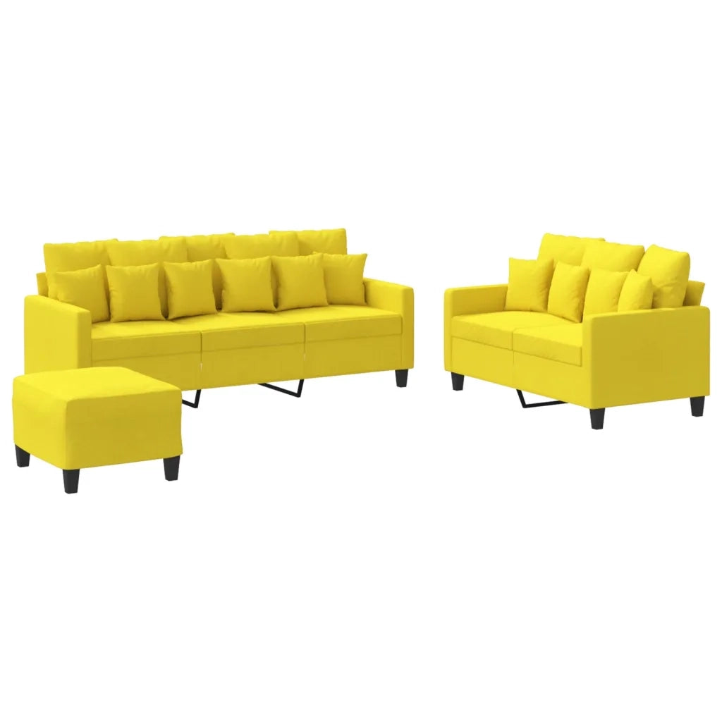 Set di Divani 3 pz con Cuscini Giallo Chiaro in Tessuto 3201677