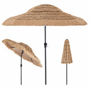 Ombrellone di Paglia 275x251cm inclinabile 30¡ã 8costole palo metallo manovella, Parasole hawaiano per giardino e cortile