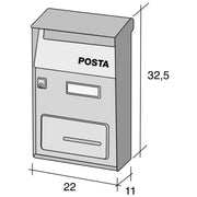 ALUBOX FT Cassetta Postale Da Esterno 32,5X22X11 Cm Cassetta Posta Con Tettuccio Superiore Cassetta Lettere Prelievo Frontale Cassetta Della Posta Formato Lettera COLORE: LISCIO