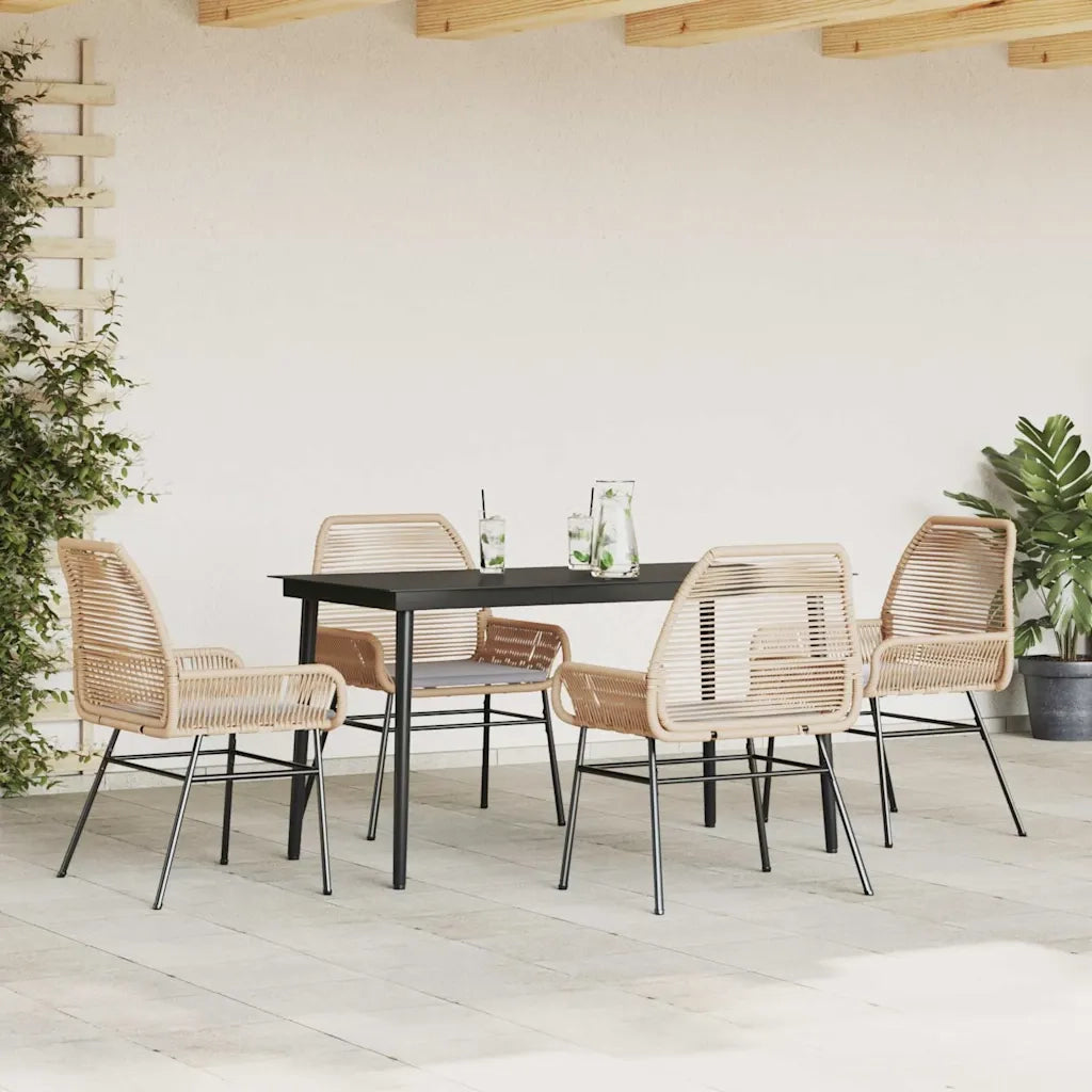 Set da Pranzo da Giardino 5pz con Cuscini Polyrattan Vetro 3334473