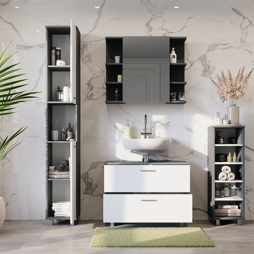 Vicco Set di mobili da bagno Antracite/bianco 4 parti