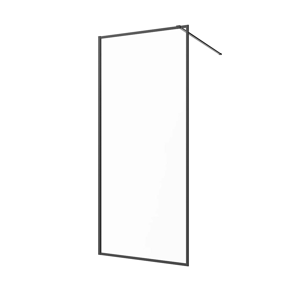 Doccia walk-in full frame 80 cm vetro trasparente profili neri | Rodi