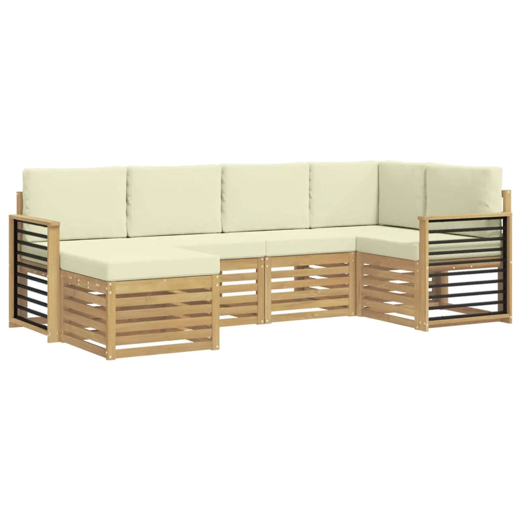 Set di divani da esterno 6 pcs Bianco e Crema Poliestere 3392125